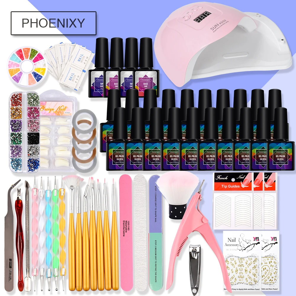 Полигелевый набор для ногтей 80 Вт/48 Вт УФ светодиодный светильник для ногтей Гель-лак набор для ногтей рукав для наращивания ногтей набор маникюрных инструментов