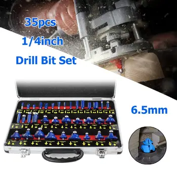 

35pcs 1/4in Handle Wood Router Bit Mill Engraving Trim Woodworking Milling Cutter Trimmer Adapter Machine Tools Set Router Bits