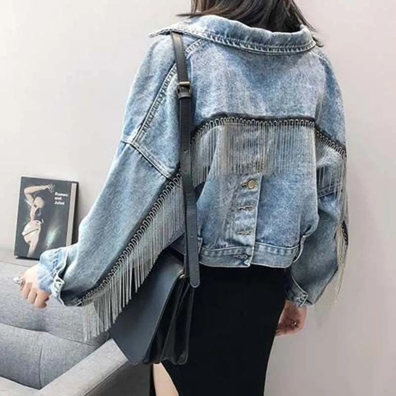 Винтажное джинсовое пальто осенняя джинсовая куртка женская Chaqueta уличная Ceket