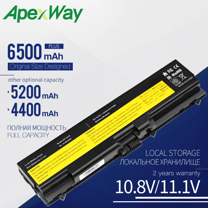 Apexway аккумуляторная батареядля ноутбука lenovo ThinkPad E40 E50 край 0578-47B E420 E425 E520 E525 L410 L412 L420 L421 L510 L512 L520 T410