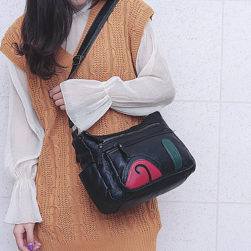 

2018 New Style Washed Leather WOMEN'S Bag Soft Leather Fashion Shoulder Bag Women's Trend Shoulder Bag Ethnic-Style Large-Volume