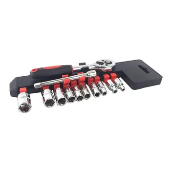 

12PCS 1/4 " Wrench Socket Set Hardware Car Auto Repairing Sleeve Kit Tools Plastic Folder Sleeve Combination of Tools