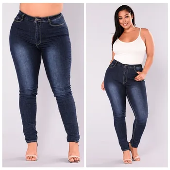 

fall/winter Plus size New Women's Casual Jeans Cotton Blended Stretch Fabric Women's Hip Lift Outdoor Fashion Style Fat Sister