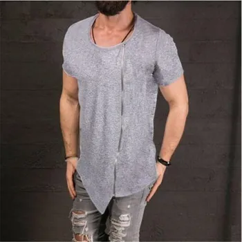

10473-New men's cotton short-sleeved T-shirt men's loose lapels