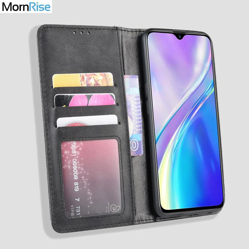 Роскошный тонкий кожаный чехол книжка в стиле ретро на магните для OPPO Realme X2 Pro/XT/K5