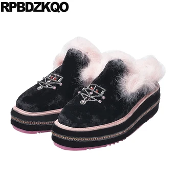 

elevator mules flats black ladies footwear fashion designer shoes women luxury 2019 thick sole platform slip on muffin slippers