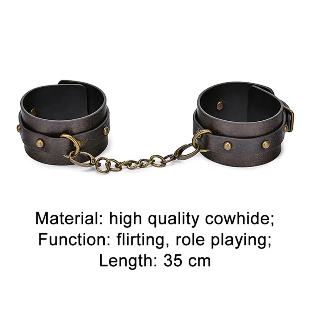 Movconly Leather Sex Handcuffs for Couples Adjustable Wrist Ankle Cuffs Handcuffs with Chain for Women Men Adult Toy