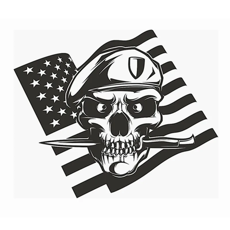 DCTAL Skull Dagger US Flag Soldier Sticker Punk Death Decal Halloween Devil Poster Name Car Window Art Wall Decals Decor Mural