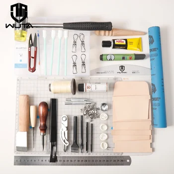 

WUTA New Functionary Durable Basic Leathercraft Tool Set DIY Hand Sewing Stitching Punching Cutting Tool Kit Leather Work Set