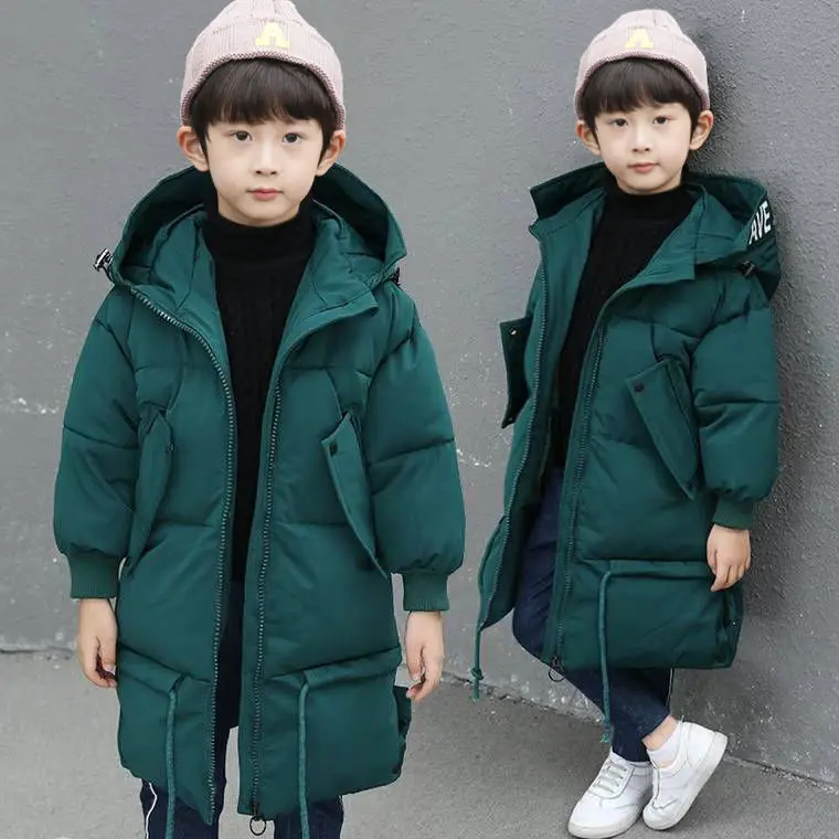 

Kids' Cotton Clothing down Jacket Cotton-padded Clothes Coat Winter 2018 New Style Middle And Large Children BOY'S Mid-length Co