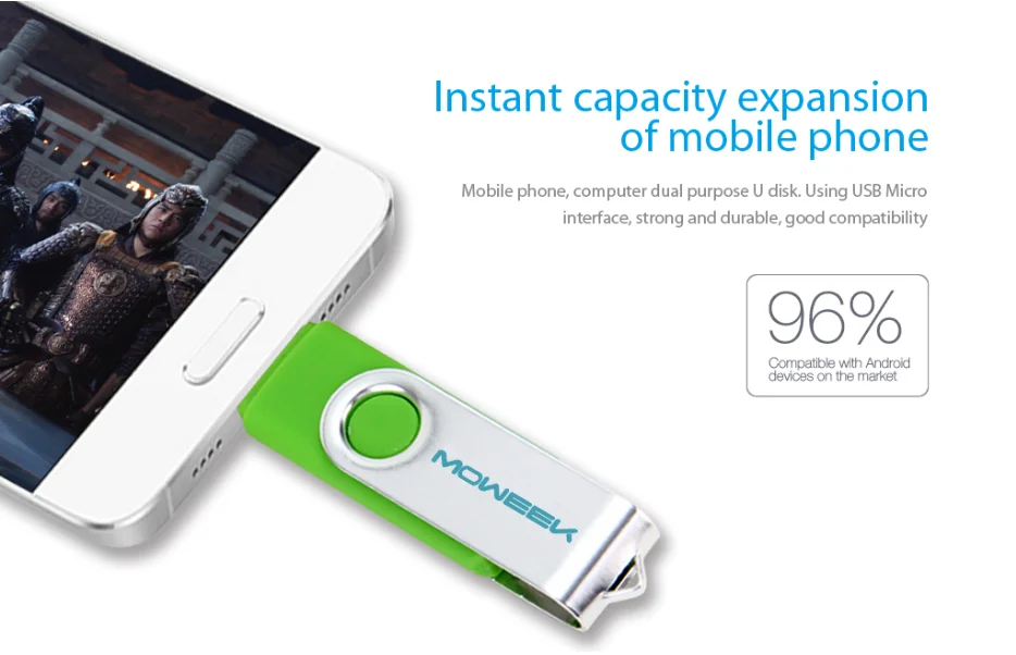 Moweek модный OTG USB крутой флеш-накопитель 64 ГБ USB 2,0 флеш-накопитель transcend 32 ГБ 16 ГБ 8 ГБ 4 ГБ Флешка карта памяти металлическая U