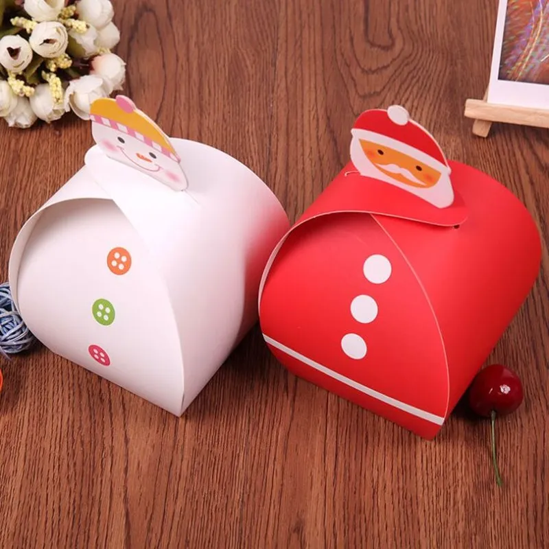 

Christmas candy box 16x7.5x5cm size red /white color 10pcs Gift folding candy box cardboard box wholesale Santa Claus apple box
