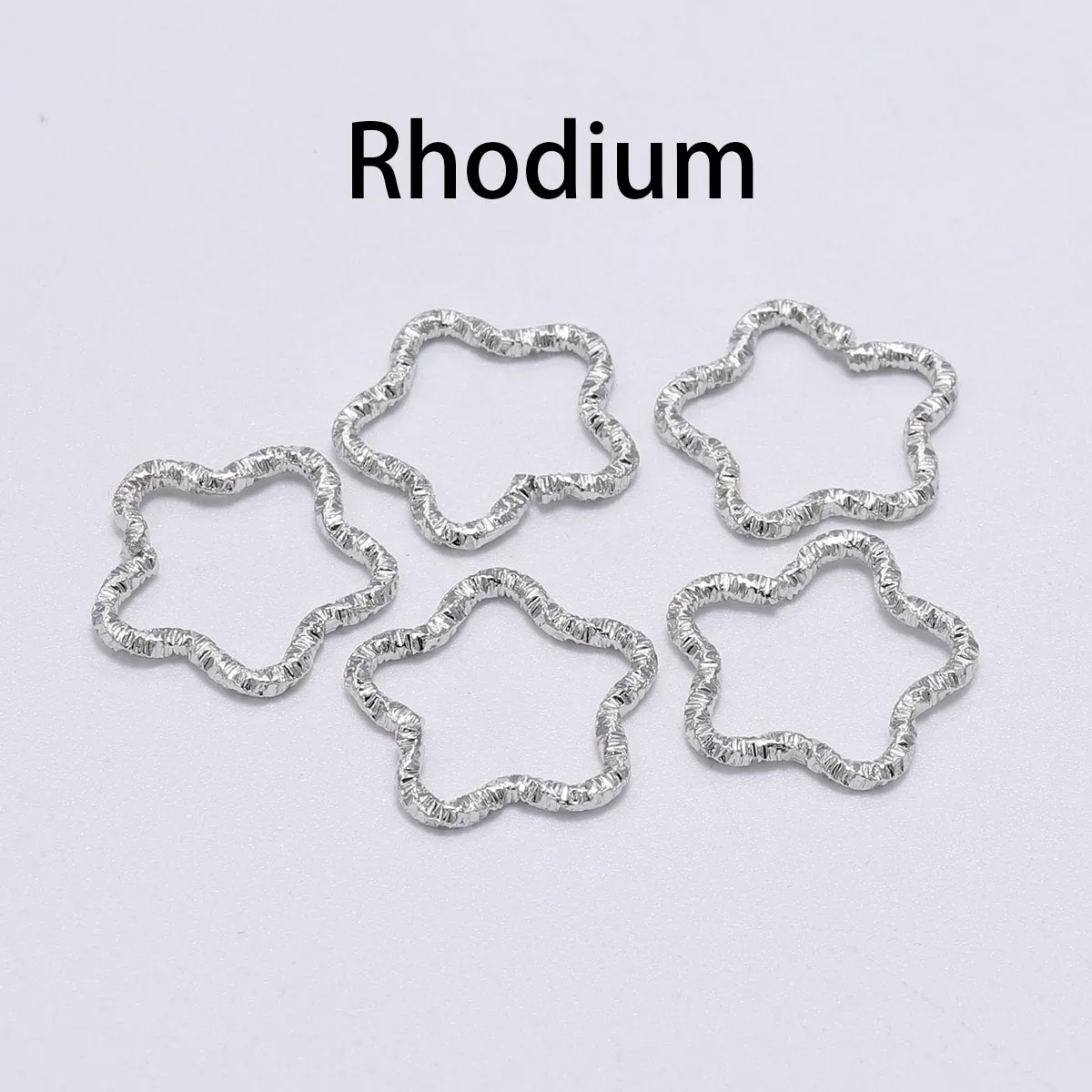 50pcs/lot 16.5mm New Style Silver Gold star Jump Rings Twisted Split Rings Spacer Connectors For Jewelry Making Making Supplies - Цвет: Rhodium