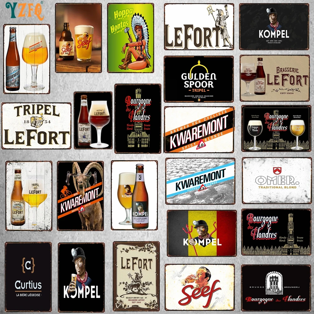 

Бельгия пиво Omer Kwaremont Tripel Lefort винтажные металлические тарелки для стен бар Домашний паб искусство Кухня Кофе Декор 30x20см