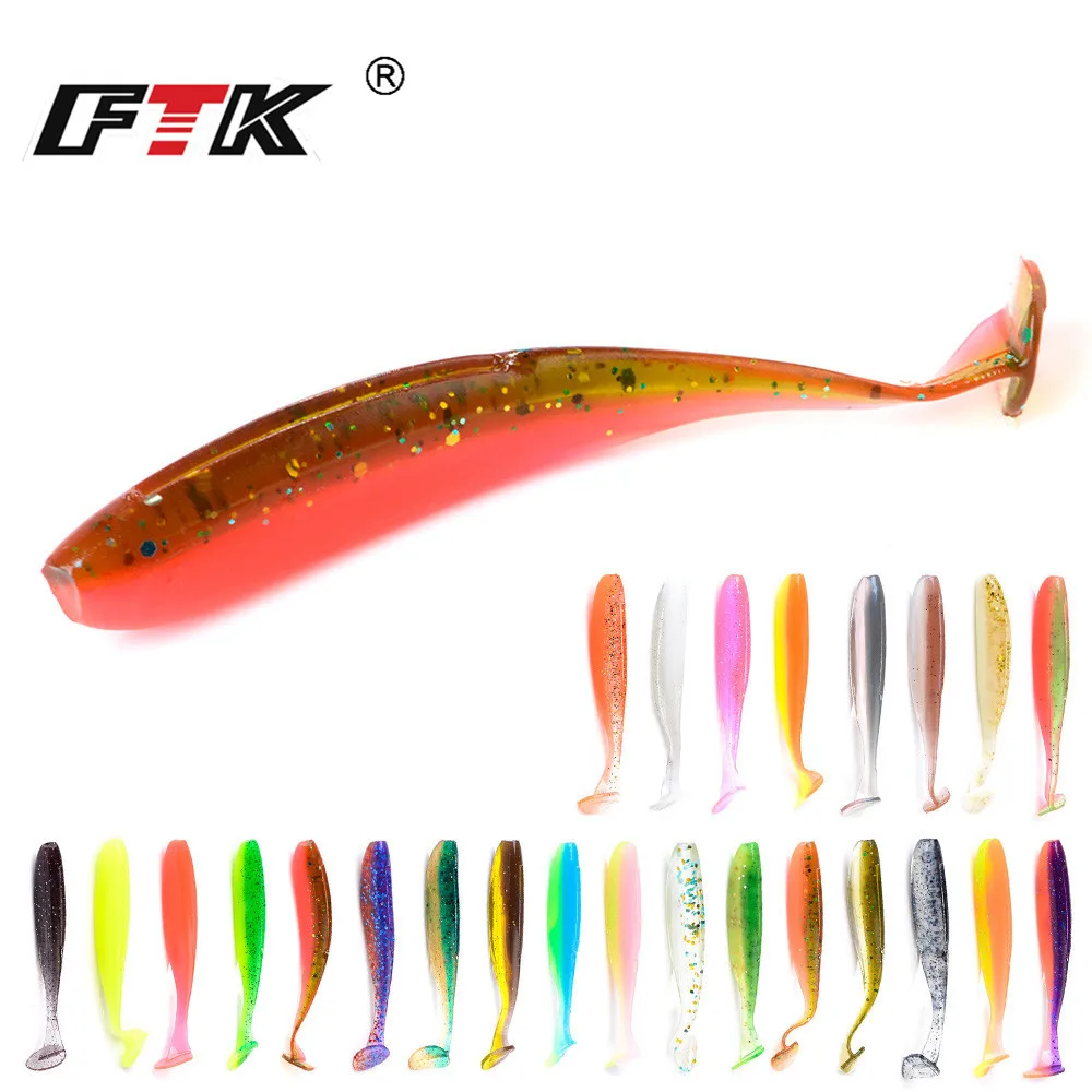 

FTK Fishing Soft Lures 75mm 100mm Wobblers Astringency Carp Bass lure Pike Fishing Silicone Artificial Double Color Baits