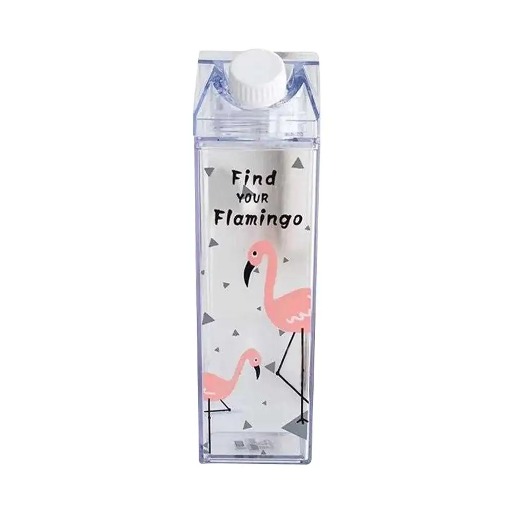 C 1pc Milk BoxCute Flamingo Water Bottle Camping Outdoor Sports Portable Kettle Kitchen Accessories Christmas Travel - Цвет: C