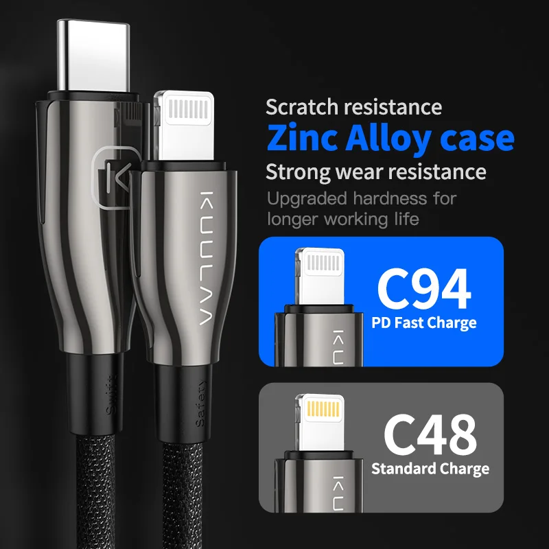 KUULAA USB C к Lightning Кабель MFi PD для iPhone 11 Pro Max X XS 8 XR 18 Вт Быстрая зарядка type C кабель для Macbook iPad Pro 12,9