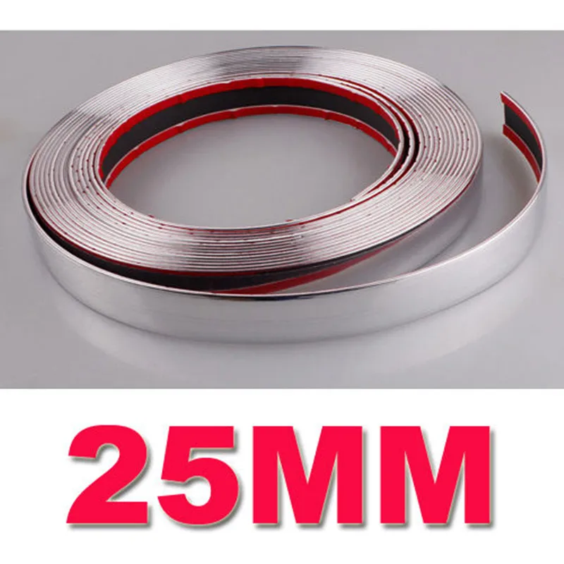 25mm (2.5cm) X 15m Car Styling Moulding Strip Decoration Chrome Trim