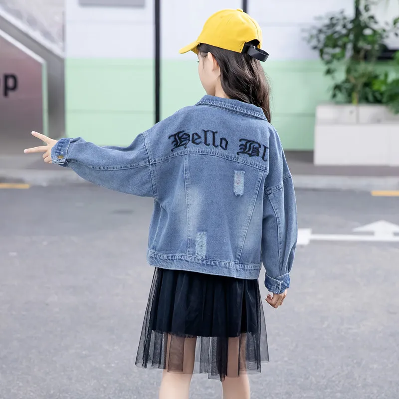

Girls' Jean Jacket 2019 Autumn New Products Children Big Boy Korean-style Western Style Online Celebrity Little Girl Short Tops