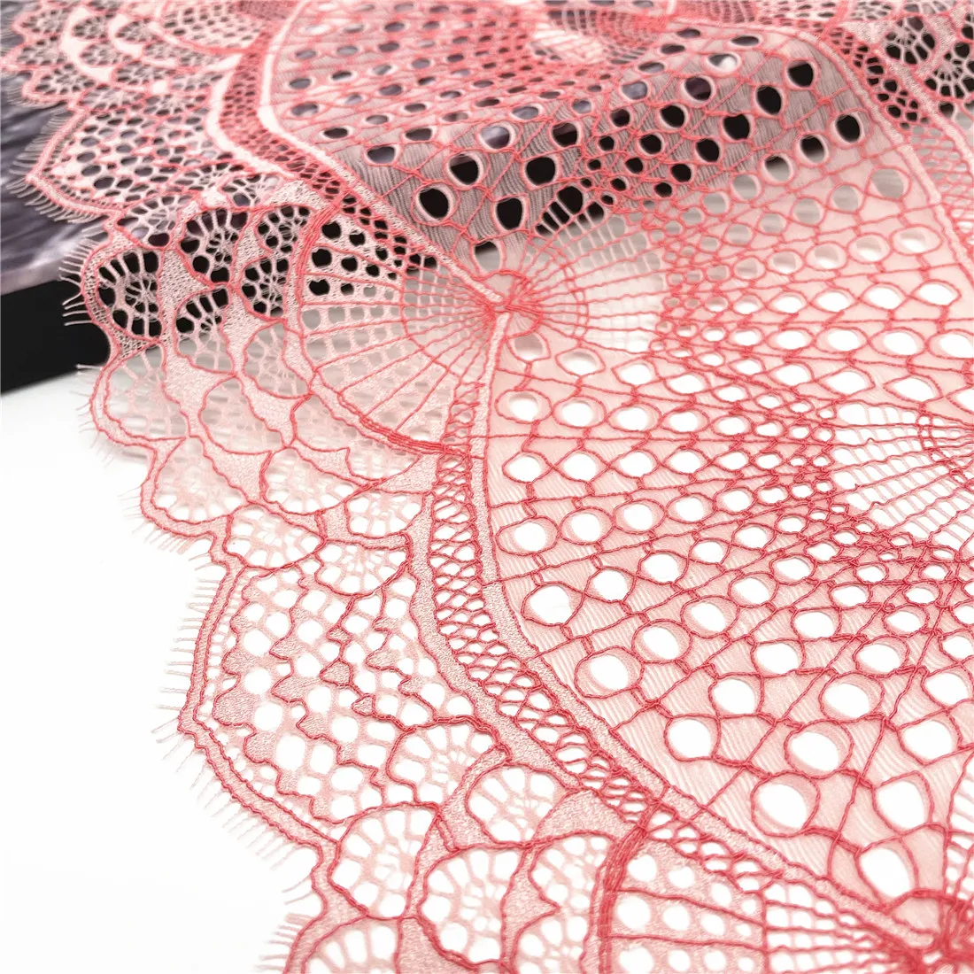 3y/lot Width 6 5/8 inch 22cm Pink Cream Elastic Stretch Lace trim 2