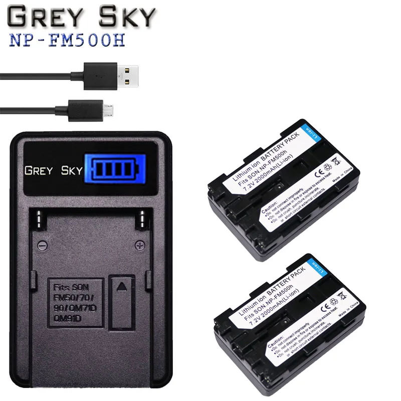 Аккумулятор NP FM500H NPFM500H 2000 мАч для камеры + зарядное устройство USB с ЖК экраном Sony A57