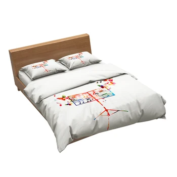 

Modern Watercolor Duvet Cover Set Musical Notes in Watercolors Style White Backdrop Print Quilt Cover with 2PCS Pillowcases