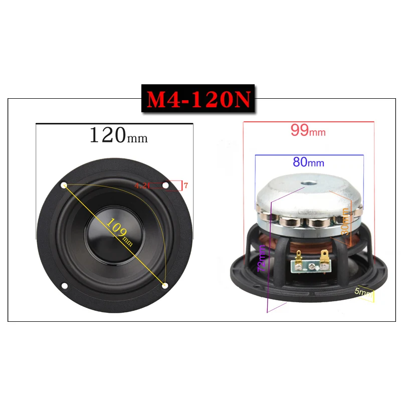 Unidade de Alto-falante Hifidiy Viver Alta Fidelidade 6.6.5inch120 - 153 182mm Puro Freqüência Completa Midrange 8ohm 50w100w 120 w Altifalante Midbass m4 5 6n 4 - Image 2