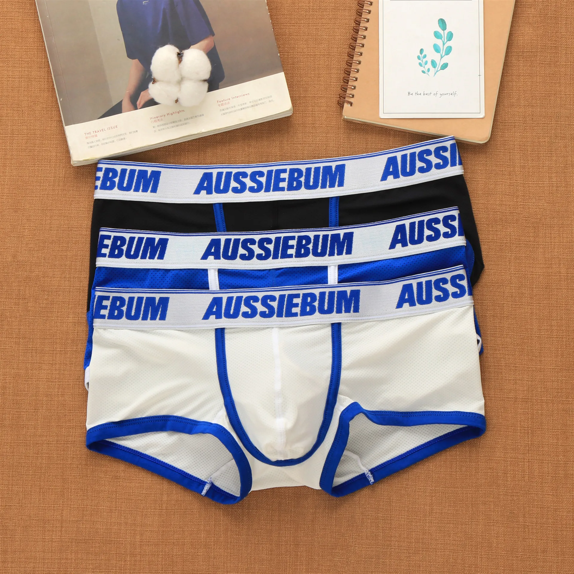 Aussieball-ropa interior de malla para hombre, ropa interior de cintura baja, bóxer de malla transpirable con bolsillo para jóvenes