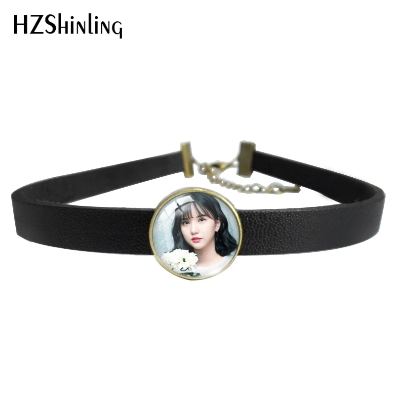 Женский кожаный чокер HZSHINLING Kpop колье со стеклянными подвесками и