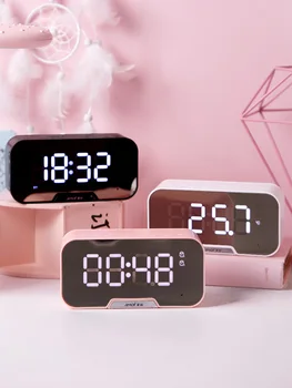 

Cute Bedroom Mirror Led Smart Intelligent Alarm Clock Digital Led Lighted Table Watch Modern Table Large Alarm Clocks New II50NZ