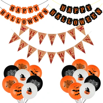 

New Halloween Decoration Banner Spider Pumpkin Bat Pattern 12inch Latex Balloons Happy Halloween Festival Party Decor Supplies