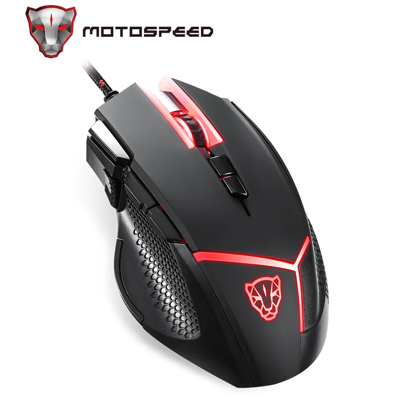 

Motospeed V18 Gaming Wired Mouse 7 Button 4000DPI 8-grade LED Optical USB Precision Optical 9Keys Breathing Lamp with 1.8m Cable