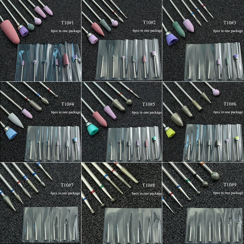 ERUIKA, набор сверл для ногтей 9 типов, фреза для маникюра, электрическая машина, роторные биты, инструменты для чистки кутикулы, аксессуары для педикюра
