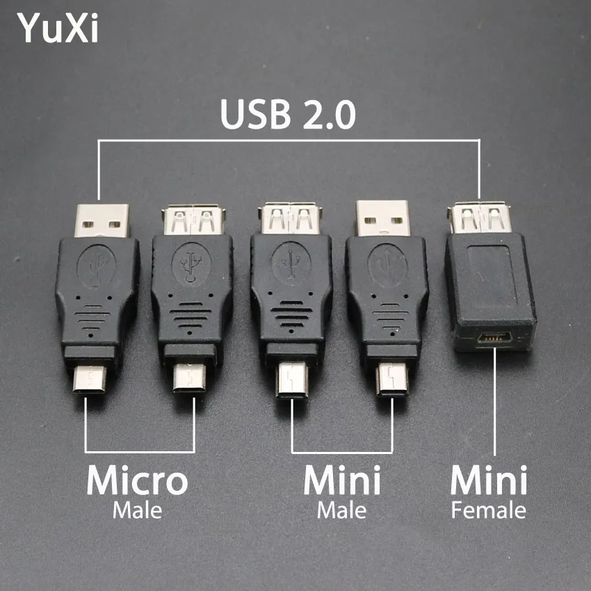 YuXi OTG адаптер USB 2 0 тип А мама к Мини 5-контактному микро-USB папа конвертер микро-usb