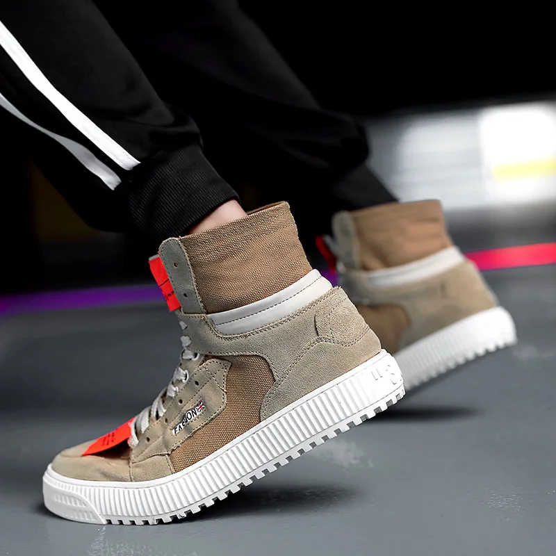 

INS Fire of Shoe MEN'S Shoes Autumn Breathable Korean-style Trend AJ1 High Shoes Canvas Men Casual Board Shoes Trend