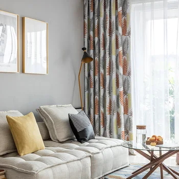 

Custom Curtains for Living Room Bedroom Pastoral Fern Leaves-High Precision Printed Fabric Curtain Blackout General Pleat