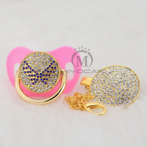 BLING Bling blue wing соска и клипса набор пустышки цепь держатель bling blue wing соска уникальный дизайн ABWG - Цвет: ABBF-3-1   0-6M