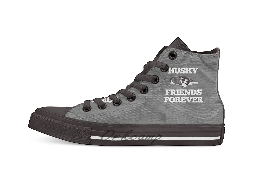 Husky Dog Design Husky Friends Forever дышащая Повседневная Высокая обувь на шнуровке холщовая Обувь Кеды Прямая