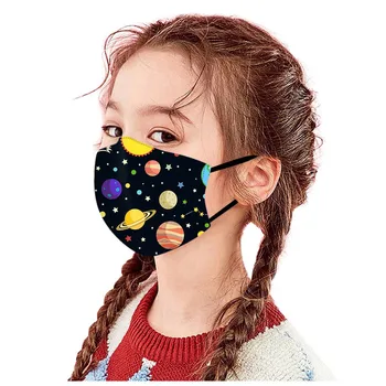 

12PC Children's Adjustable Reusable Printed Mask Face Mask Cover Breathable Dust Fog Pollution Mouth Mask mondkapjes wasbaa