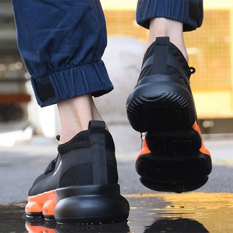 Новая мужская Рабочая защитная обувь; модные уличные кроссовки со стальным носком; нескользящие строительные кроссовки