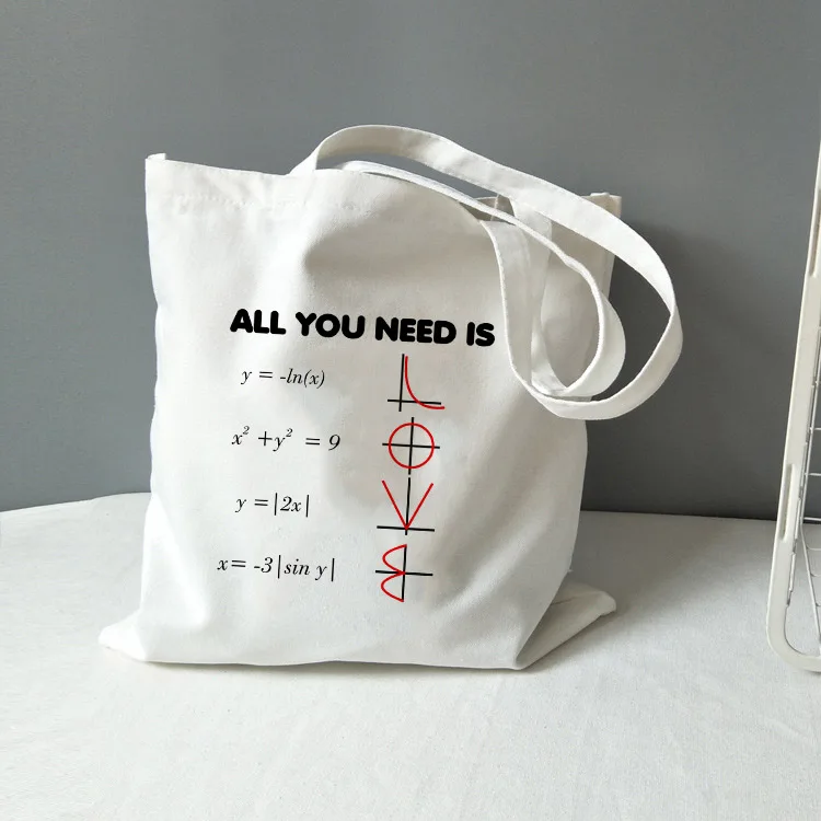 

Chemistry Tote Bag Canvas All You Need Is Love Math Graphic Fashion Travel Storage Bag Funny Geek Handbag Shoulder Totebag