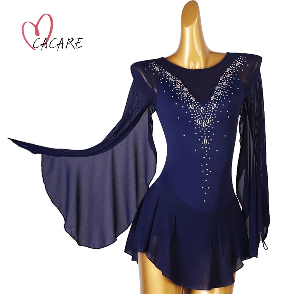 

Figure Skating Dress for Women Girls Artistic Skating Jersey Woman Clothes Outfit Mesh Sleeve Hockey Bodysuit Leotard D1125