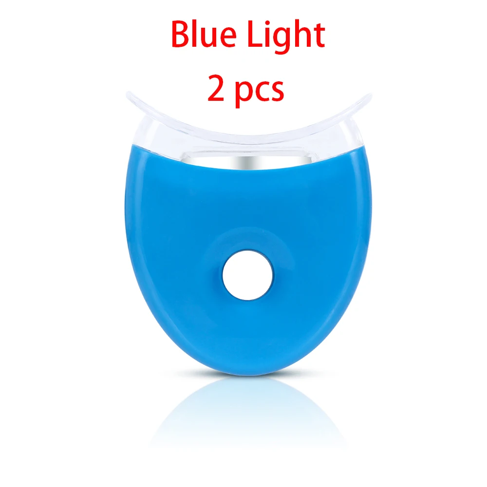 2 pcs blue light СВЕТОДИОДНЫЙ Прибор для отбеливания зубов белого и синего цвета с батареей белый зуб отбеливатель уход за полостью рта легкий гель для отбеливания зубов партнер - Цвет: 2 pcs blue light