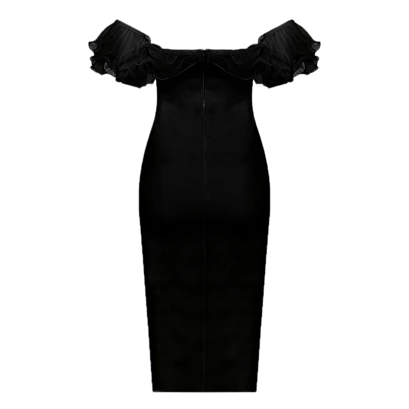 Gosexy осеннее Новое модное белое платье-футляр Vestidos женское сексуальное кружевное платье миди с оборками и открытыми плечами