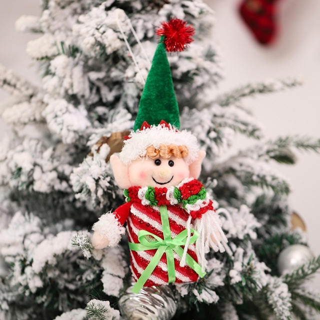 Ornament elf Dolls Xmas Tree Decor Hanging Elf Pendant Candy Jar Christmas Home Decorations New Year kid Gift Noel