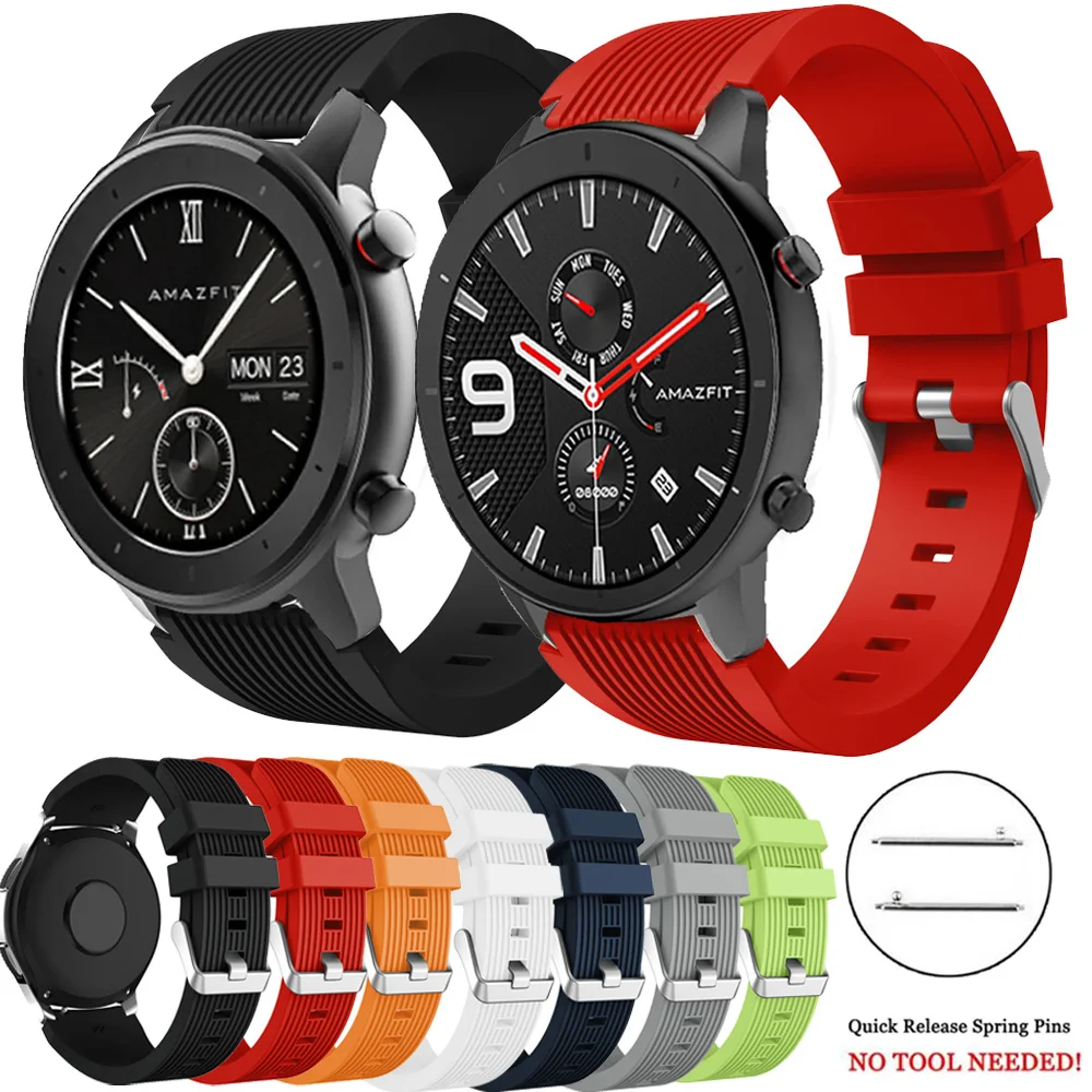 Силиконовый браслет для Huami Amazfit Bip stratos pace gts gtr 42 47 мм Huawei Watch GT2 46 ремешок на