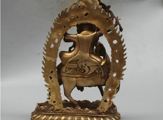 YM 311 12 ''Китай Тибет пельден Lhamo протектор Будда езды бронзовая фигурка лошади