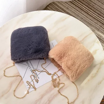 

Cute Plush Luxury Women Bag Flap Messenger Bag Designer Elegant England Style Solid New Fashion Lightweight Sweet Wallet Handbag
