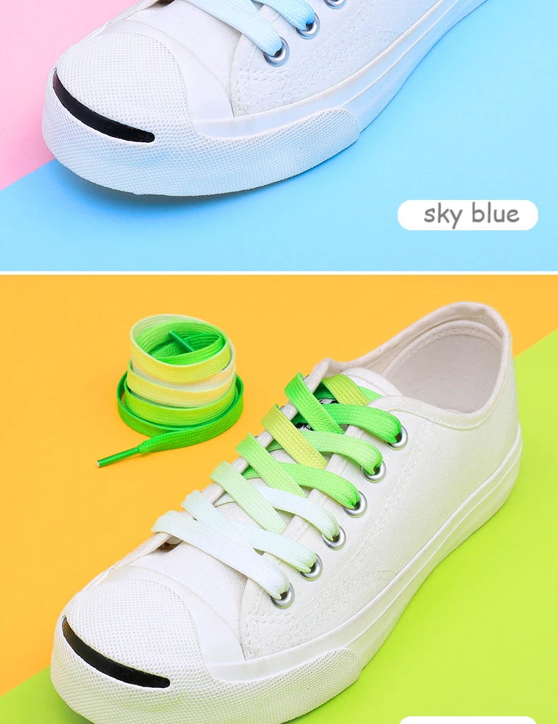 Mode Gradient Schnürsenkel für Turnschuhe Laces casual Männer und Frauen Schnürsenkel Erwachsene & Kinder Unisex weiß af1 Schuhe Spitze für Schuhe – Detail 12