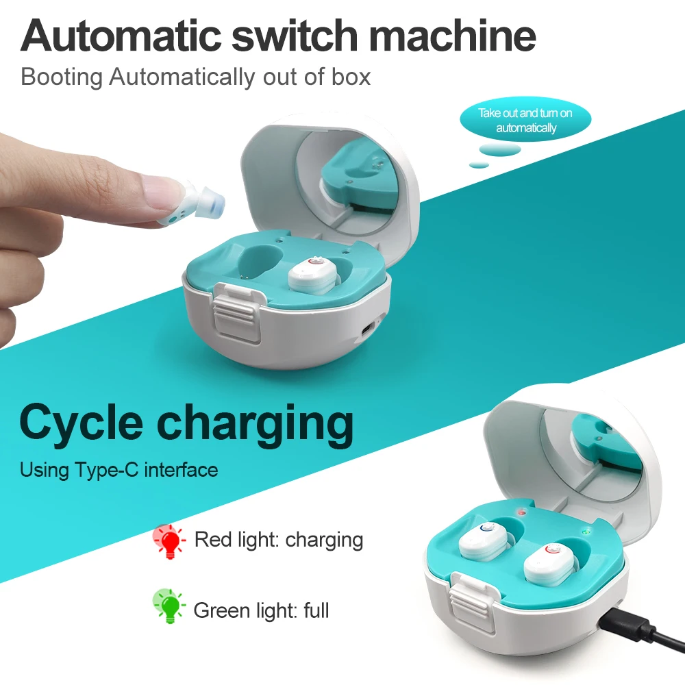 Dígito 2021 novo melhor recarga sem fio aparelhos auditivos mini itc invisível heaing aid amplificador de som ouvido audifonos portátil